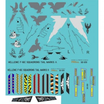 Combo- HAF F-16C SQUADRONS TAIL MARKS & ROUNDERS - 1/32 Decals