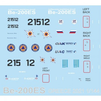 BERIEV Be-200S - GREECE 2021 - 1/144 Decal