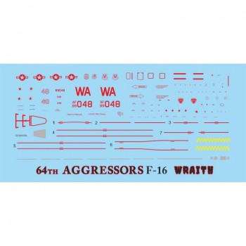 F-16 Aggressor of the 64th Aggressor Squadron "WRAITH", 1/72 Decal | Procal Decals