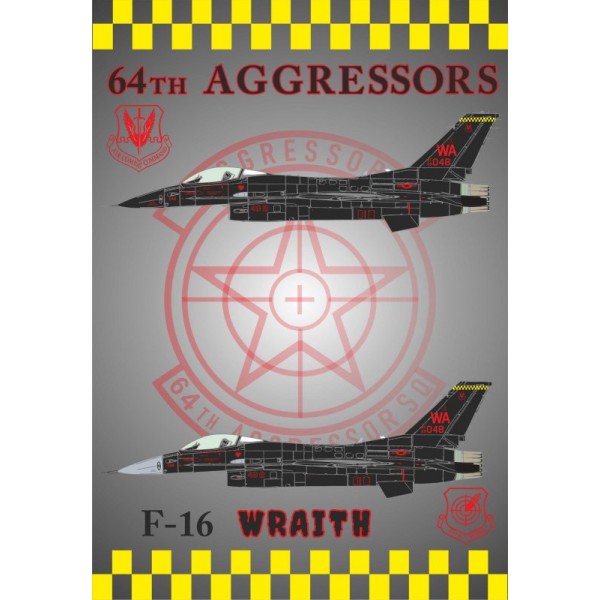 F-16 Aggressor of the 64th Aggressor Squadron "WRAITH", 1/32 Decal | Procal Decals