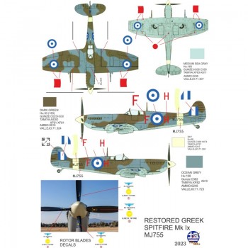 GREEK Restored SPITFIRE Mk IΧc MJ755  - 1/24 Procal Decals